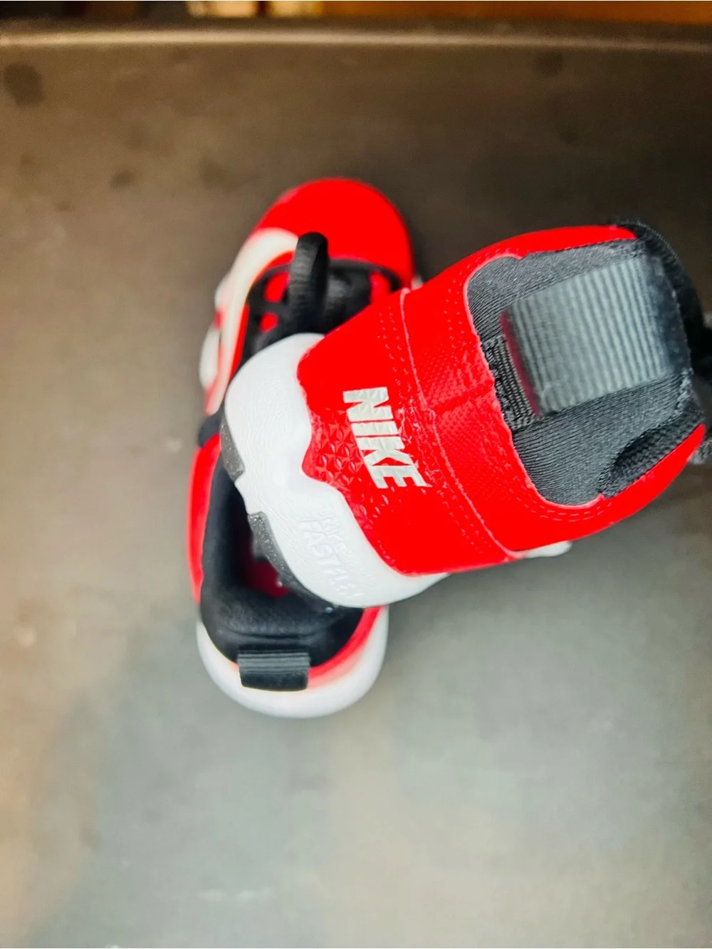 Nike Kids Red and Black Sneakers with Traction Sole